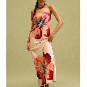 The Fleur Strapless Satin Maxi Slip Dress